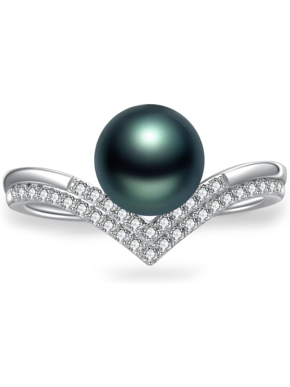 Elegant 925 Sterling Silver Black Pearl Ring - Women's Fashion Jewelry Accessory